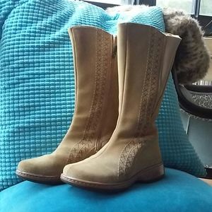 Dansko Fleur Embroidered Suede Mid Calf Boots 8.5